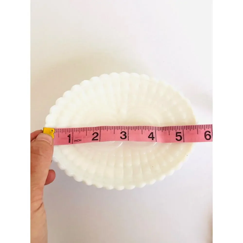 Vintage Owl Pedastal Soap Dish White Hobnail Glass Oval Decorative Whimsical
